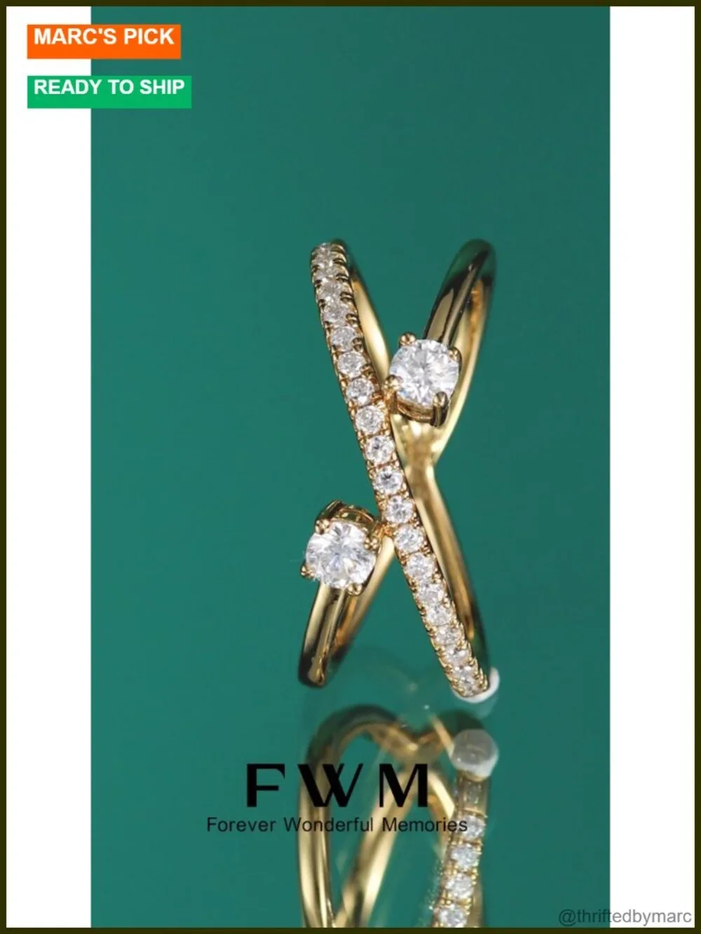 Criss Cross Moissanite Eternity Ring 925 Sterling Silver Gold Plated Stackable